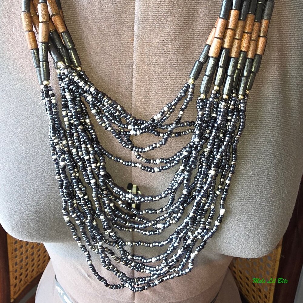Boho Multi Strand Beaded Necklace